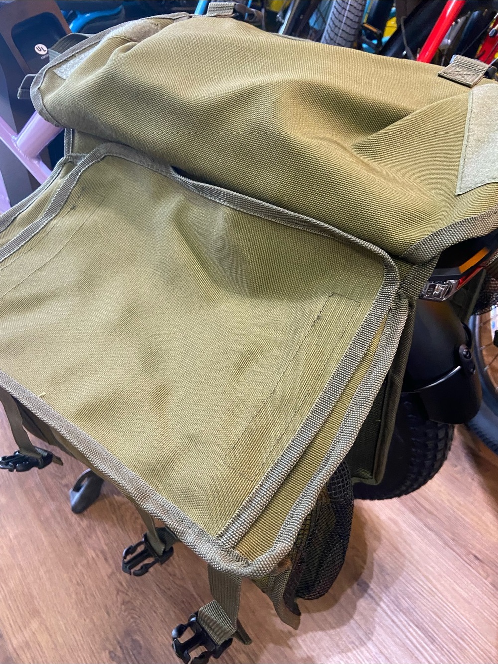 Heybike Olive Green Double Saddle Pannier Bag - Picture 6 of 8
